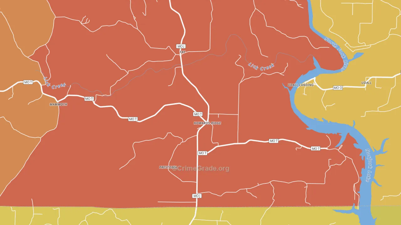 Howards Ridge, MO Map of Assault Rates