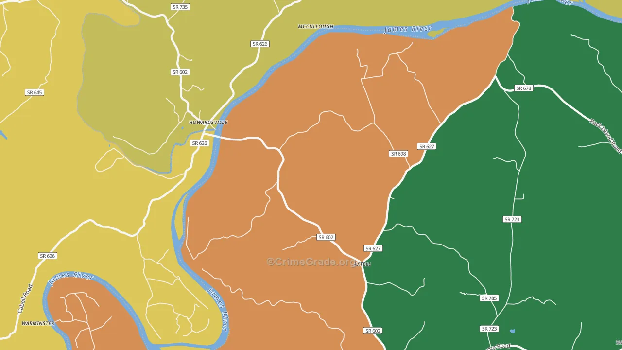 Howardsville, VA Map of Assault Rates