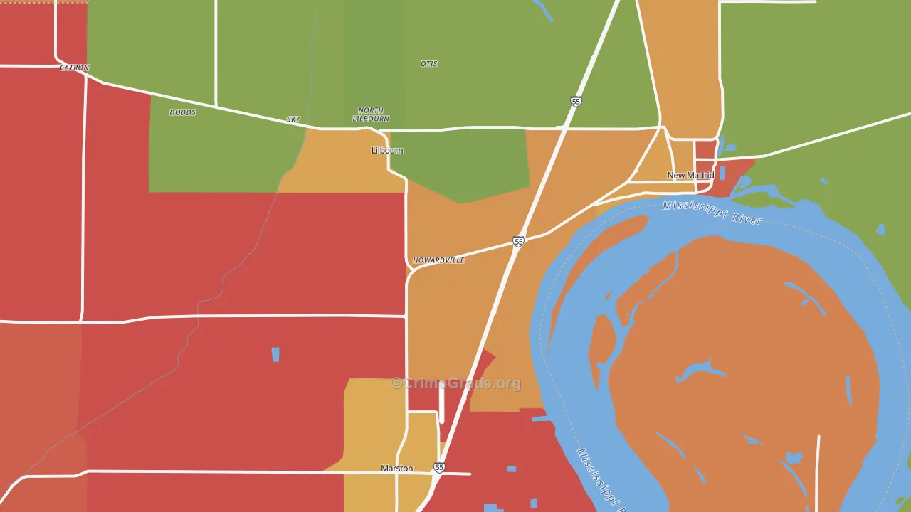 Howardville, MO Map of Assault Rates