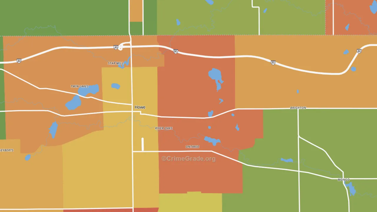 Howe, IN Map of Assault Rates