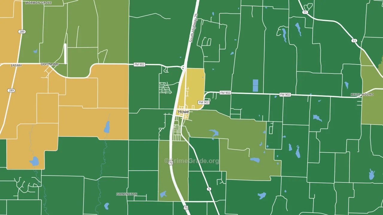 Howe, TX Map of Assault Rates