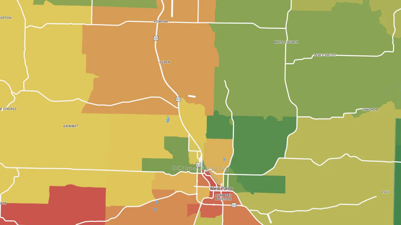 Howell County, MO Map of Assault Rates