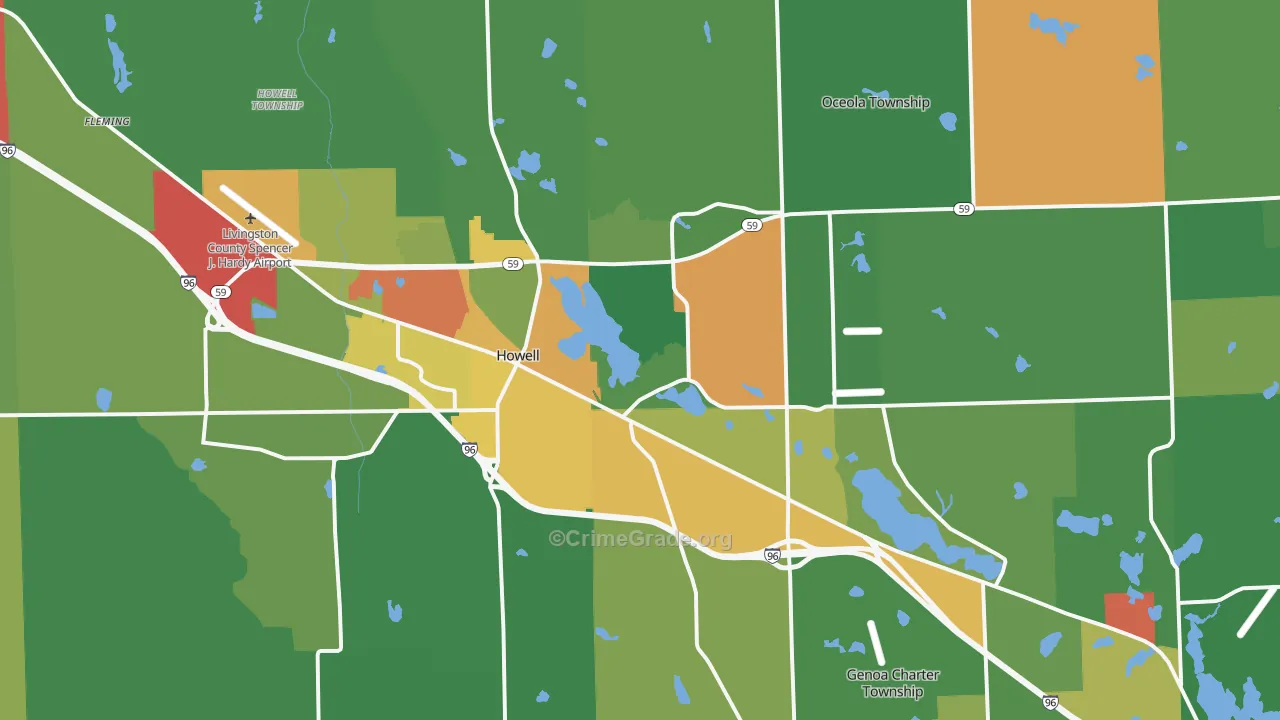 Howell, MI Map of Assault Rates