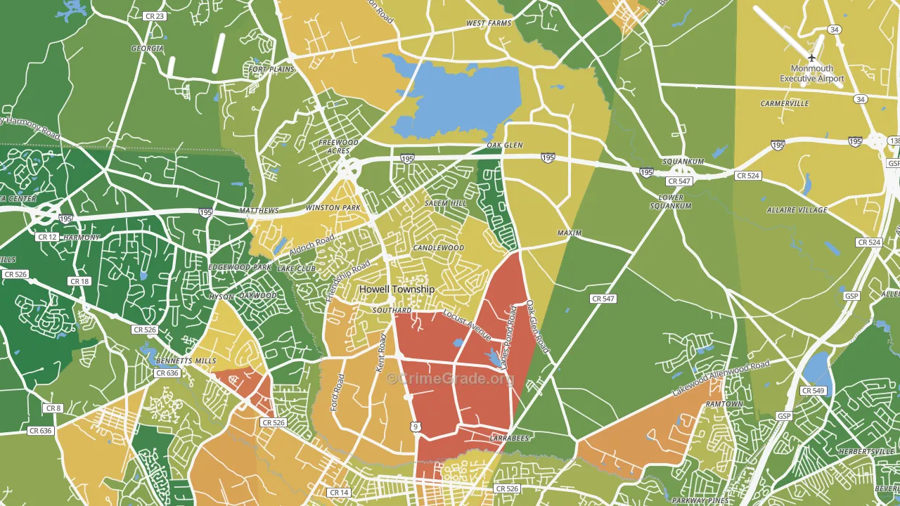 Howell, NJ Map of Assault Rates