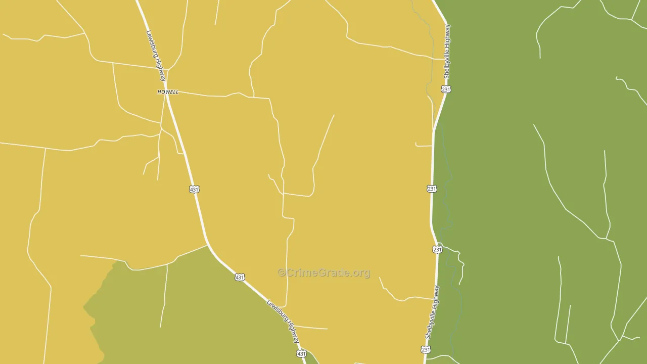 Howell, TN Map of Assault Rates