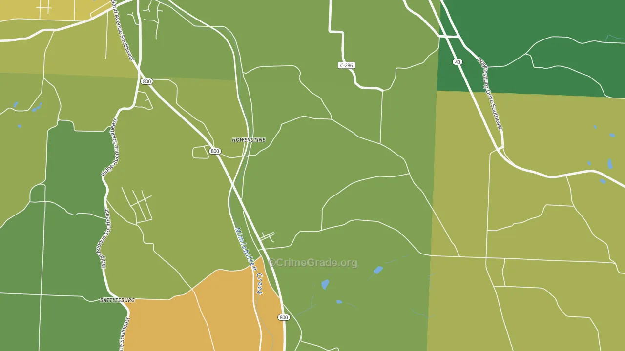 Howenstine, OH Map of Assault Rates