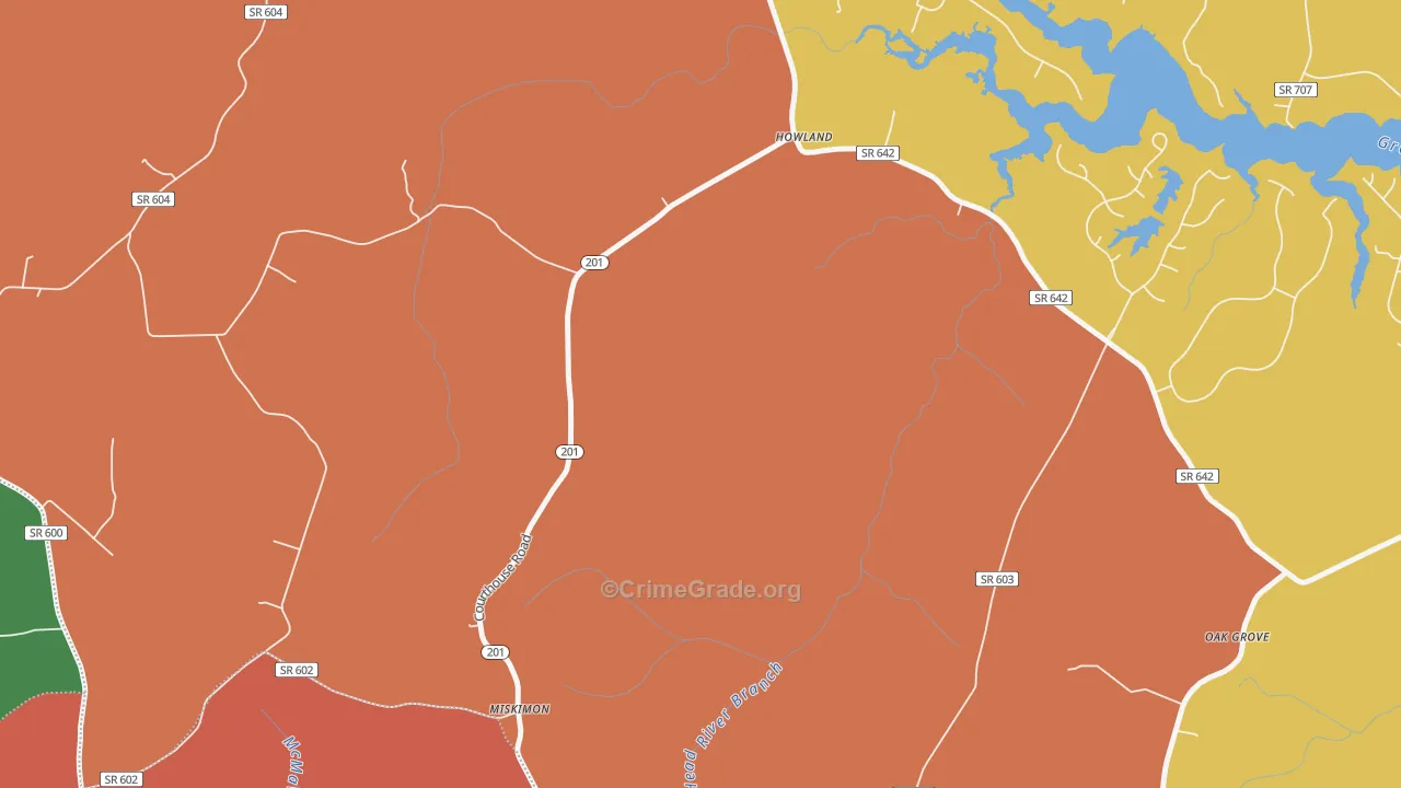 Howland, VA Map of Assault Rates