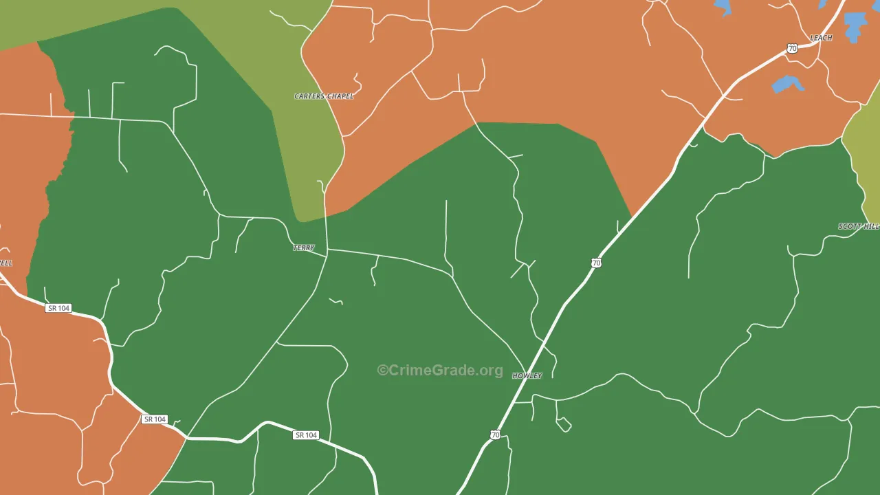 Howley, TN Map of Assault Rates