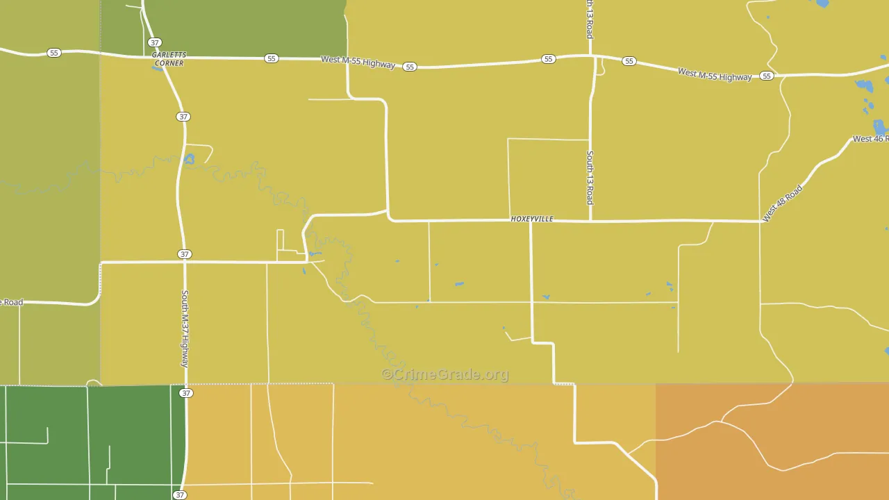 Hoxeyville, MI Map of Assault Rates
