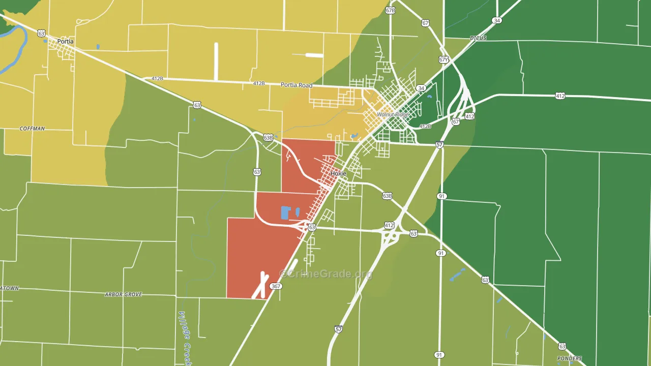 Hoxie, AR Map of Assault Rates