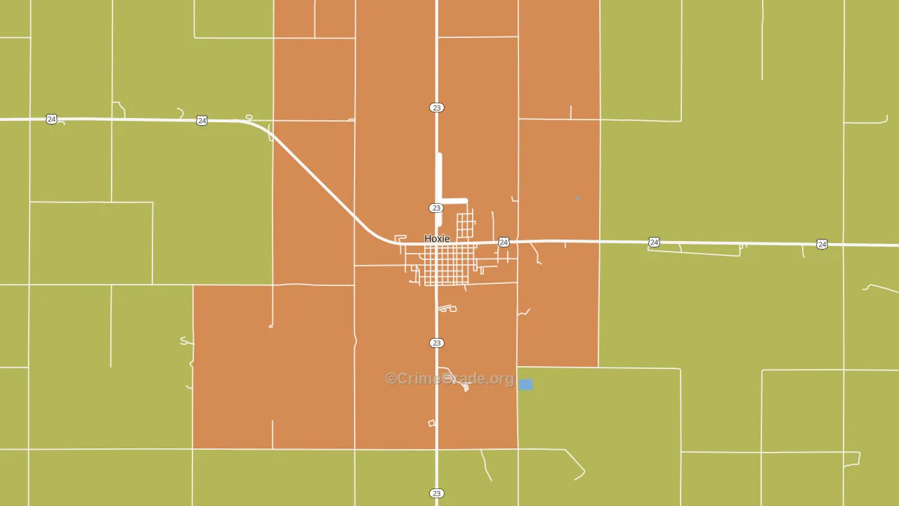 Hoxie, KS Map of Assault Rates