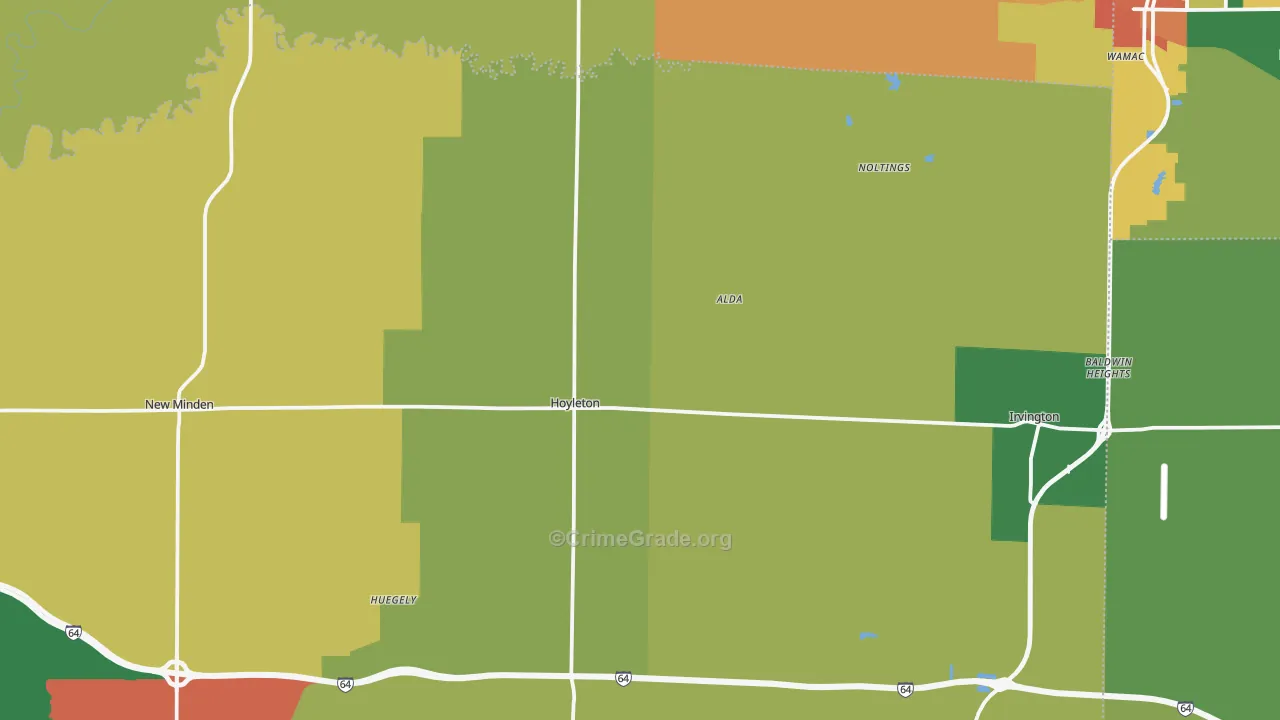 Hoyleton, IL Map of Assault Rates