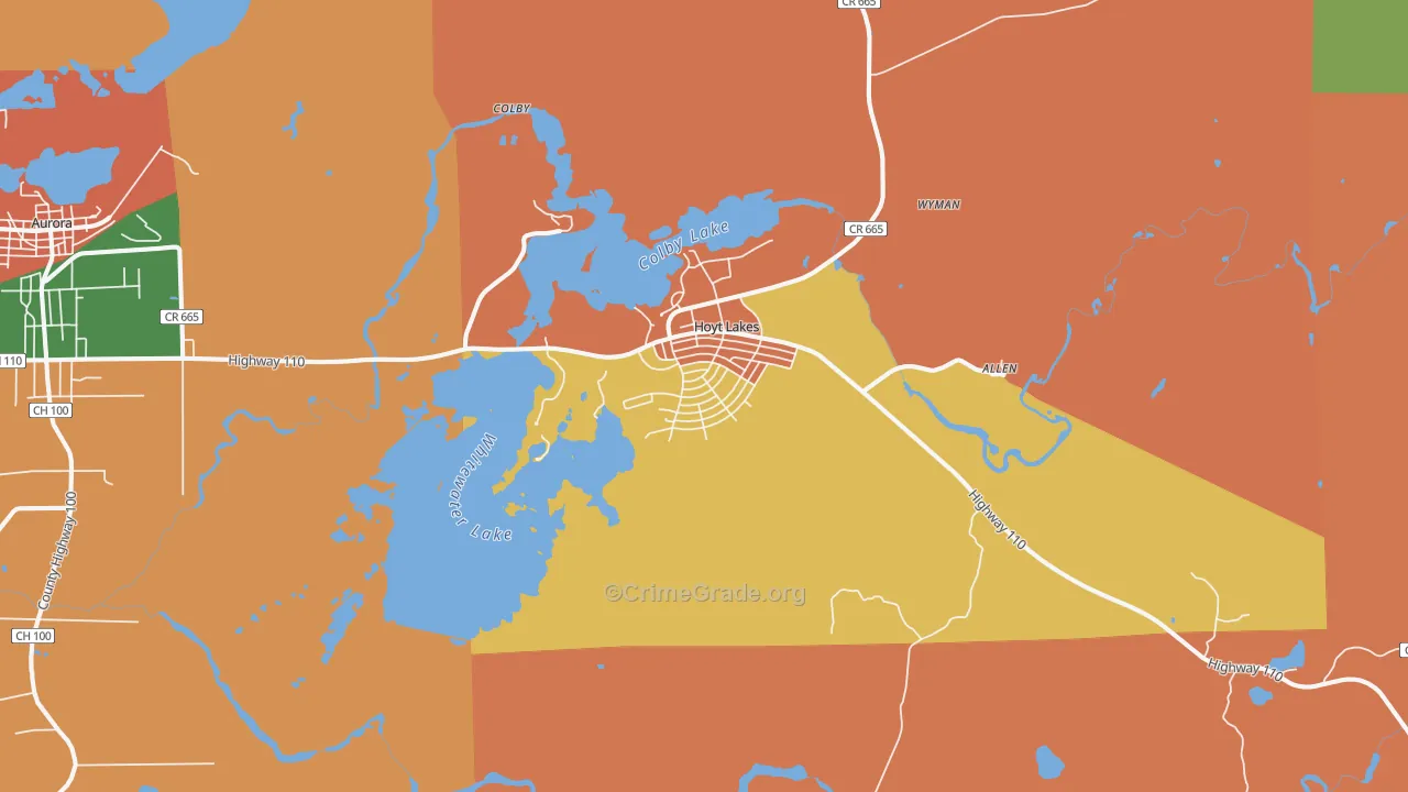 Hoyt Lakes, MN Map of Assault Rates