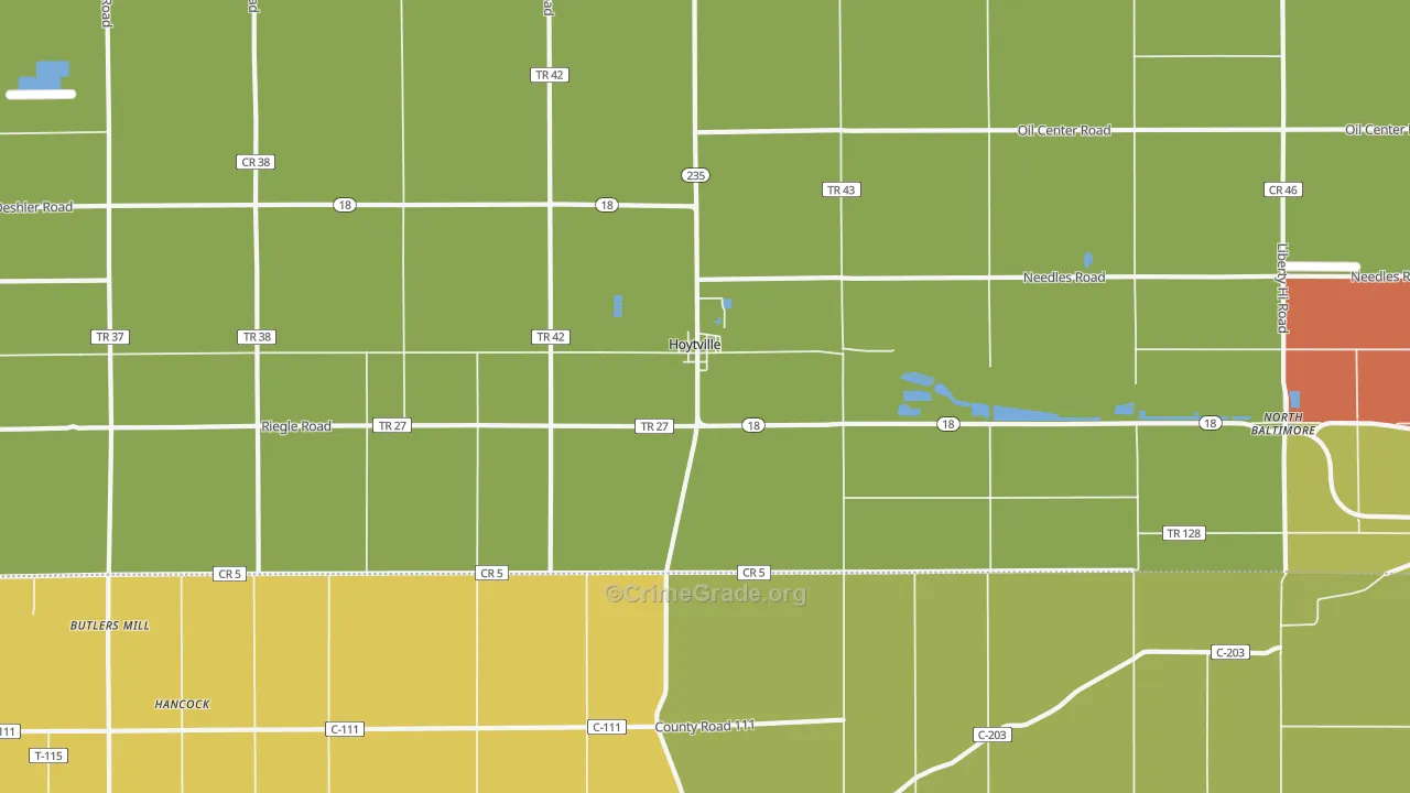 Hoytville, OH Map of Assault Rates