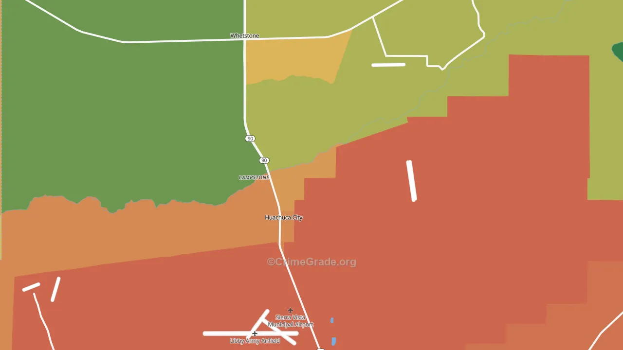 Huachuca City, AZ Map of Assault Rates