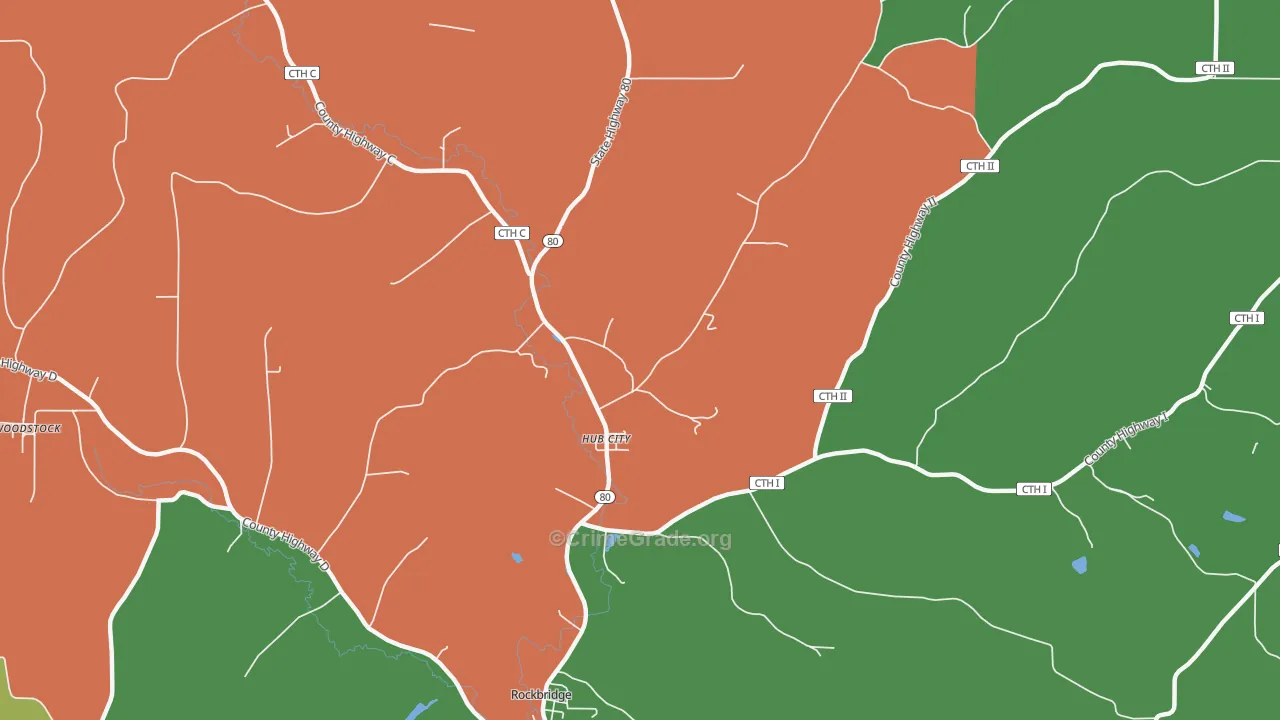 Hub City, WI Map of Assault Rates