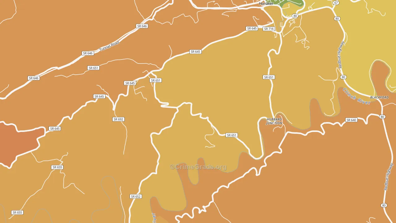 Hubbard Junction, VA Map of Assault Rates