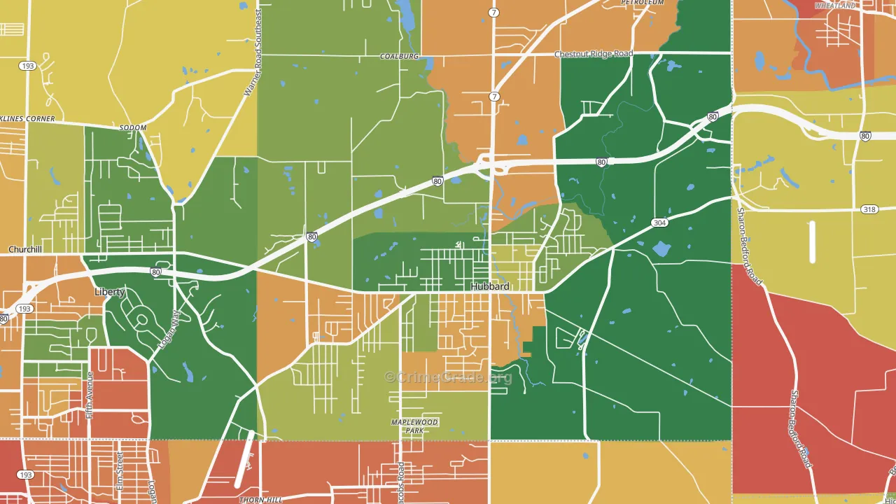 Hubbard, OH Map of Assault Rates