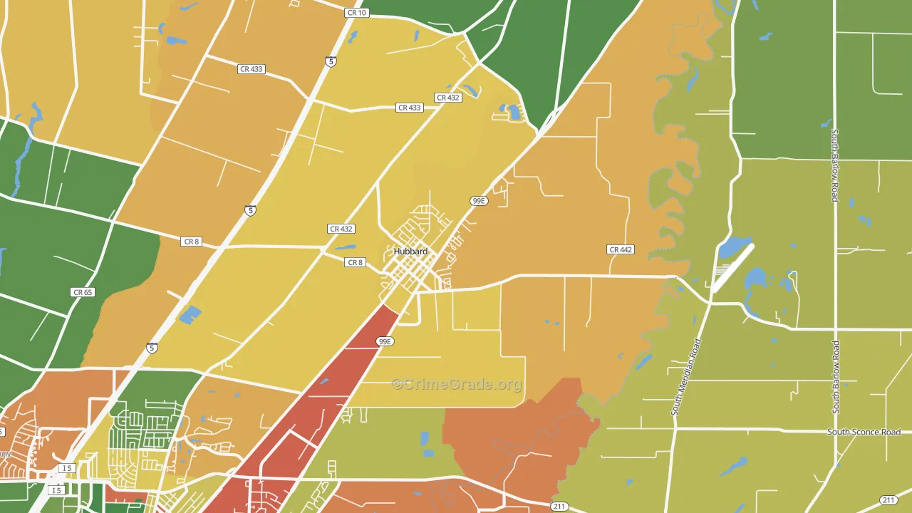 Hubbard, OR Map of Assault Rates