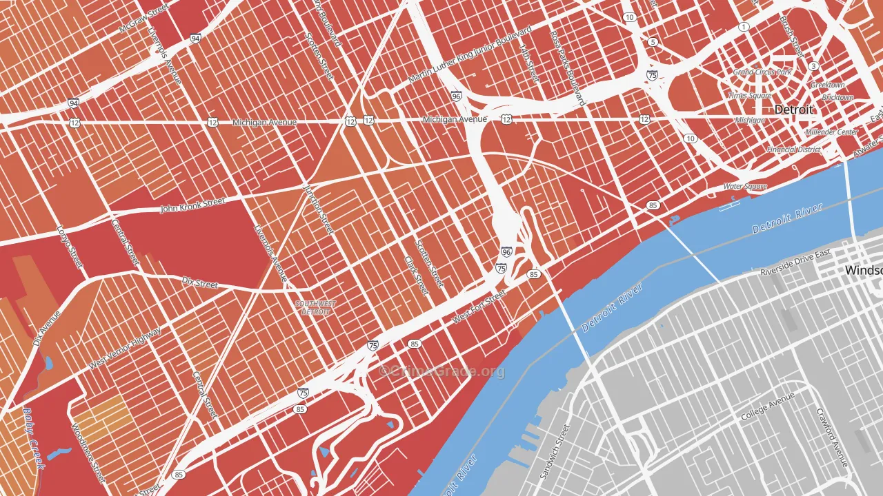 Hubbard-Richard, Detroit, MI Map of Assault Rates