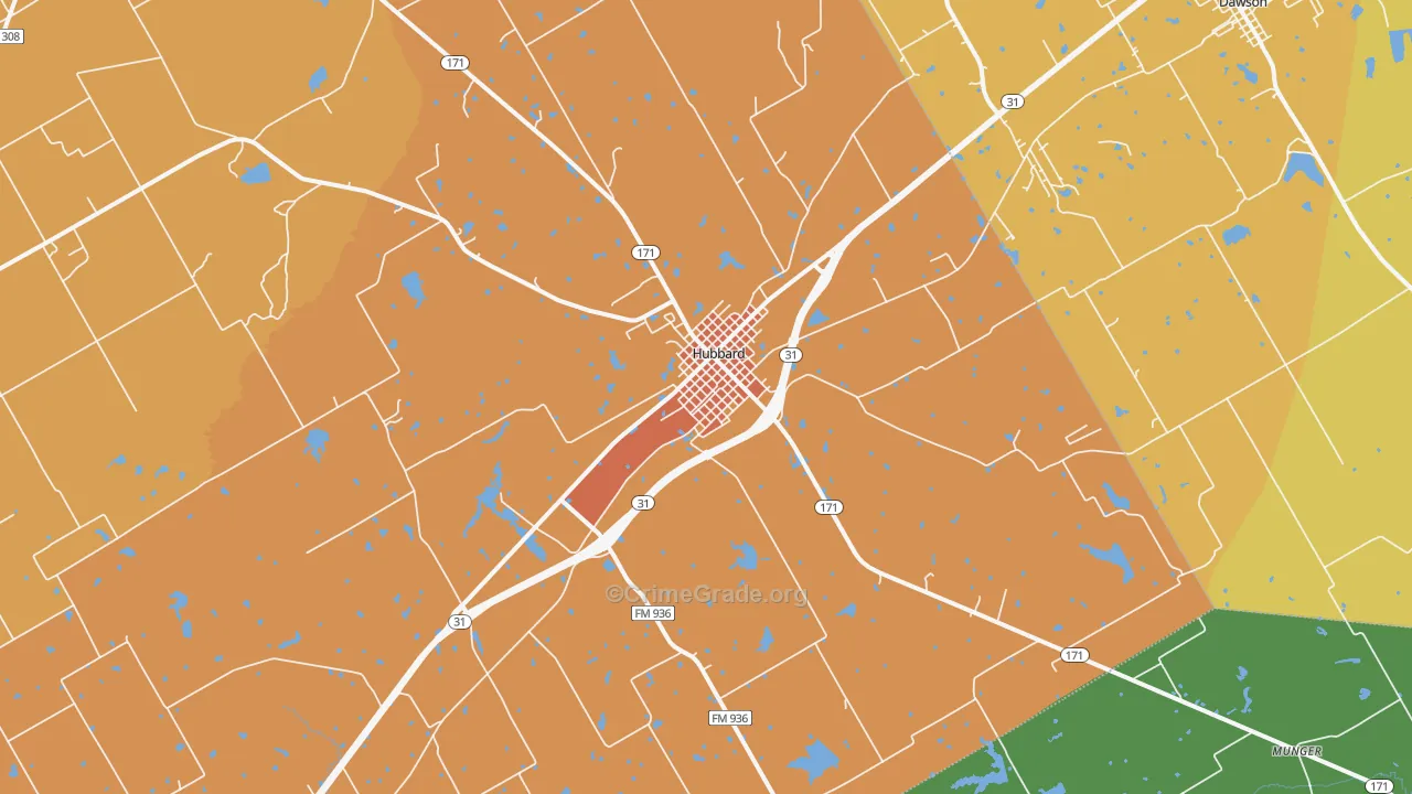 Hubbard, TX Map of Assault Rates