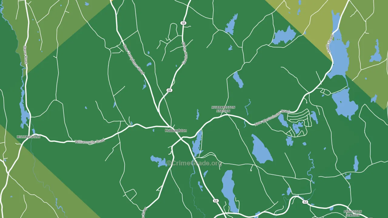 Hubbardston, MA Map of Assault Rates