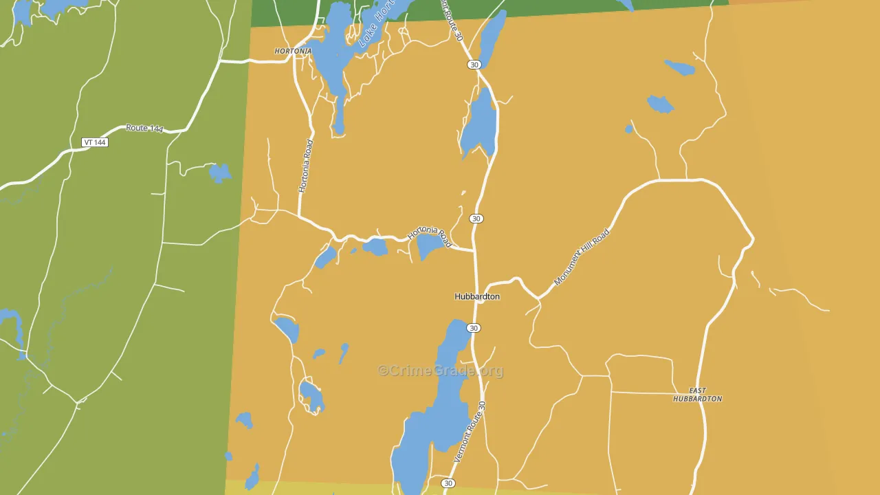 Hubbardton, VT Map of Assault Rates