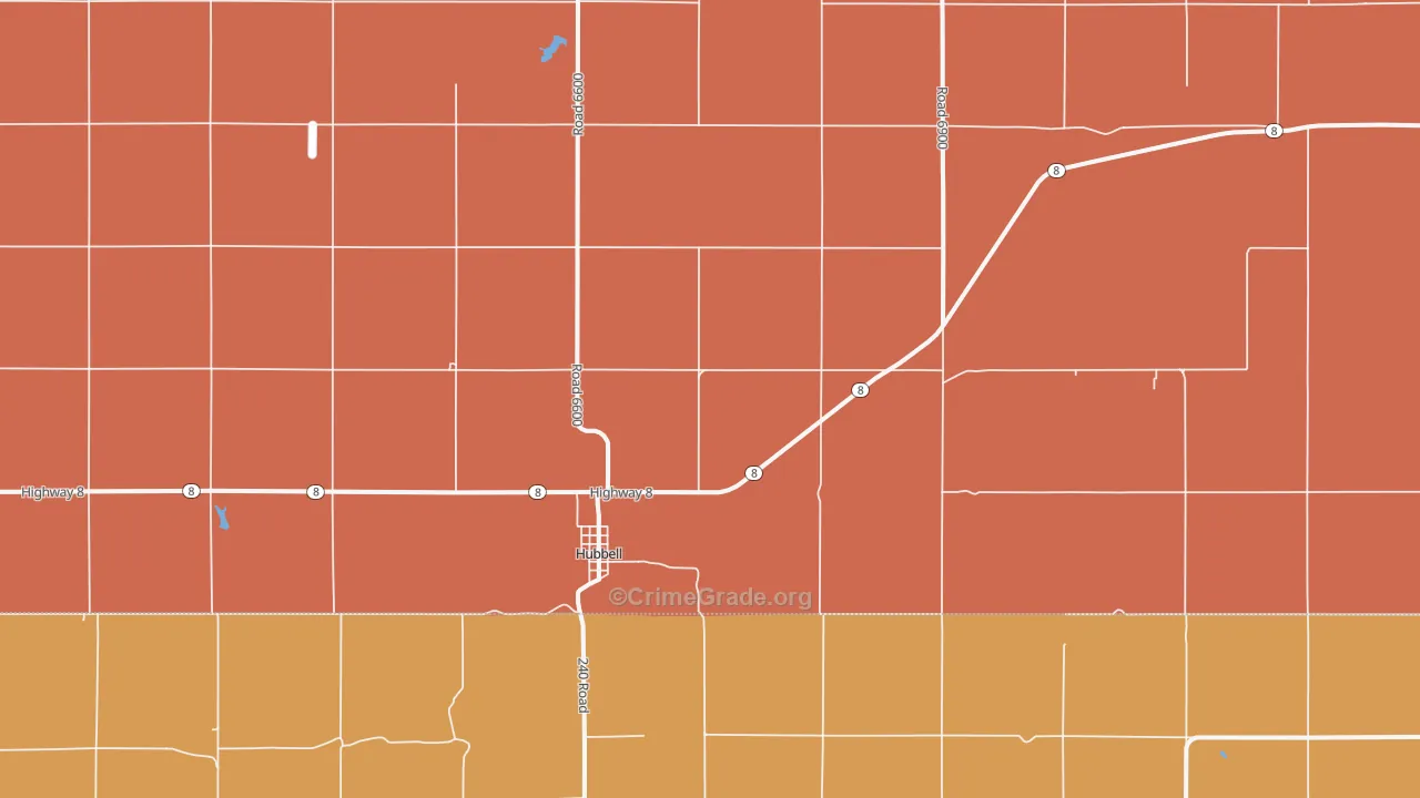 Hubbell, NE Map of Assault Rates
