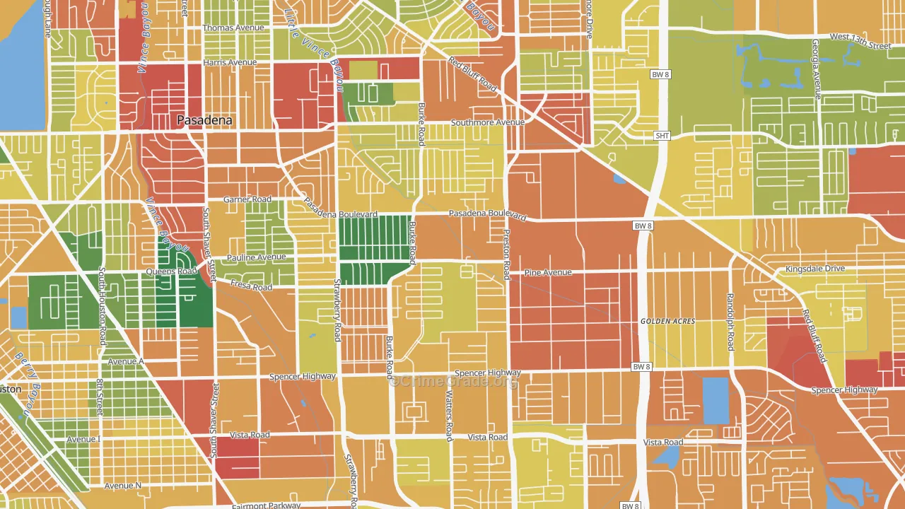 Hubbell, Pasadena, TX Map of Assault Rates