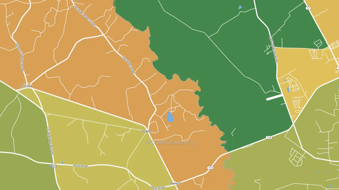 Hubert, GA Map of Assault Rates