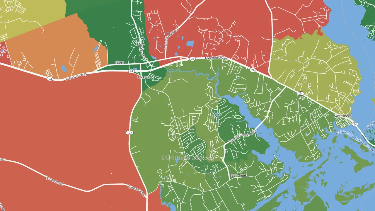 Hubert, NC Map of Assault Rates