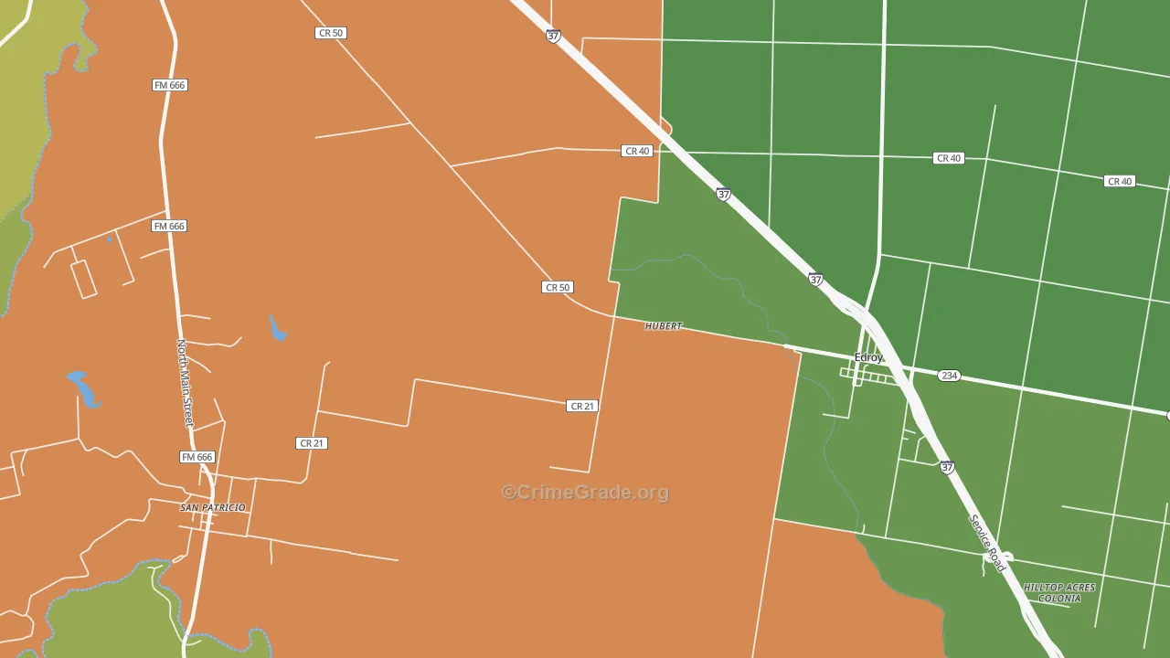 Hubert, TX Map of Assault Rates