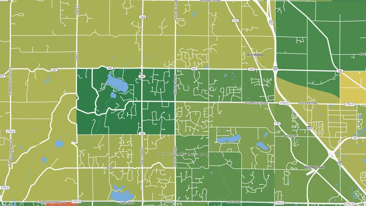 Hubertus, WI Map of Assault Rates