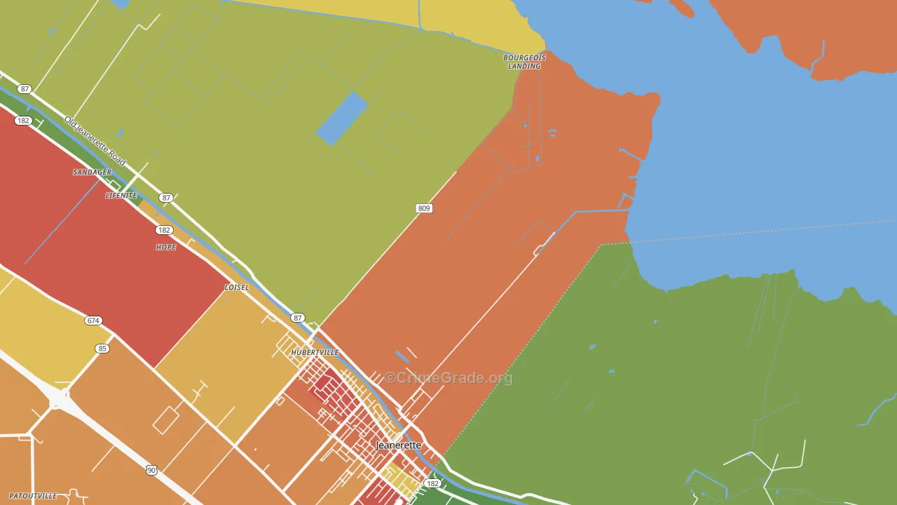 Hubertville, LA Map of Assault Rates
