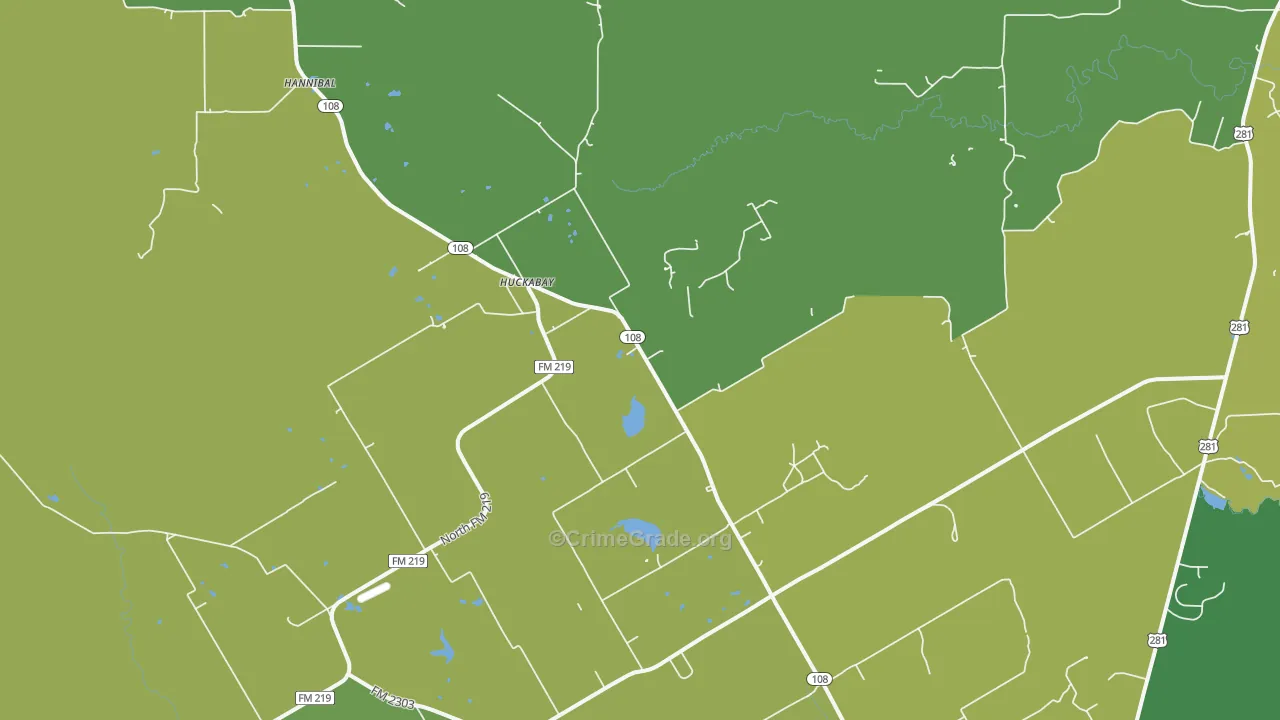 Huckabay, TX Map of Assault Rates