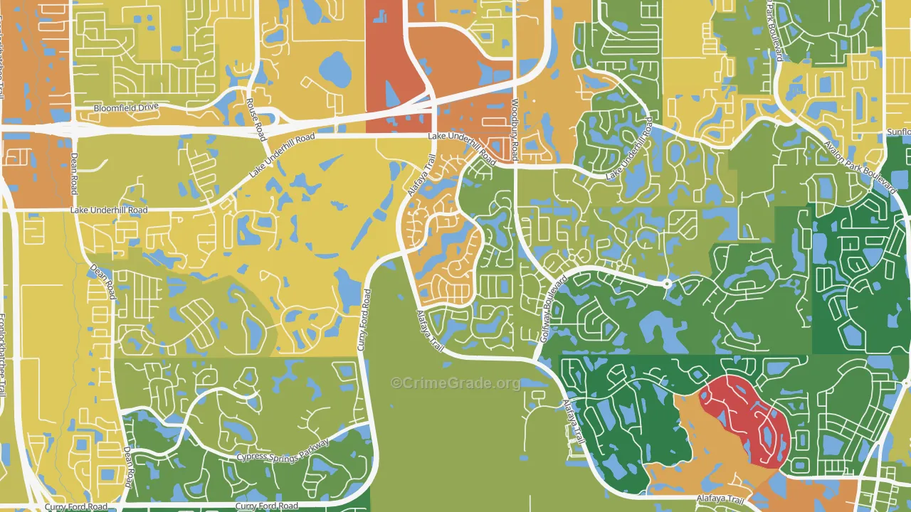 Huckleberry Fields, Alafaya, FL Map of Assault Rates