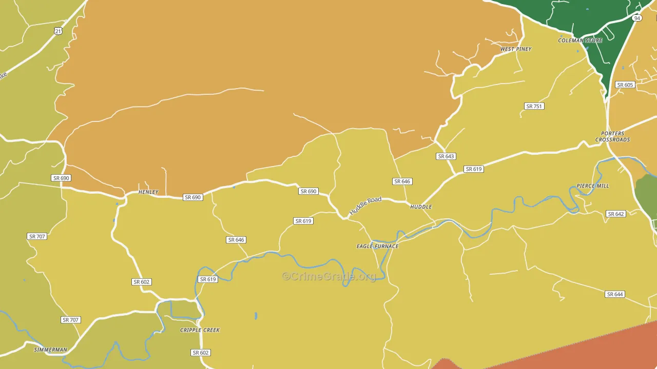 Huddle, VA Map of Assault Rates