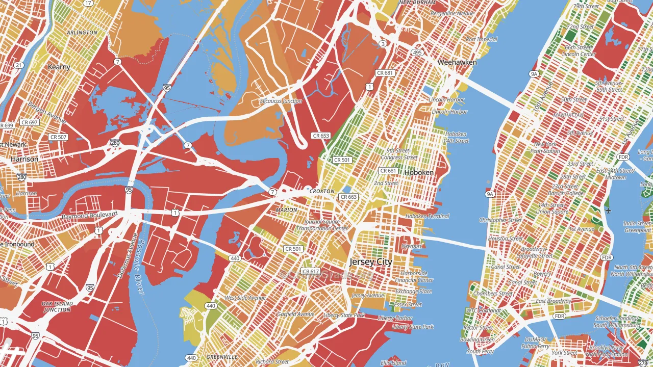Hudson County, NJ Map of Assault Rates