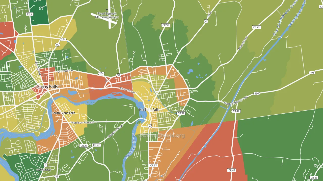 Hudson Falls, NY Map of Assault Rates