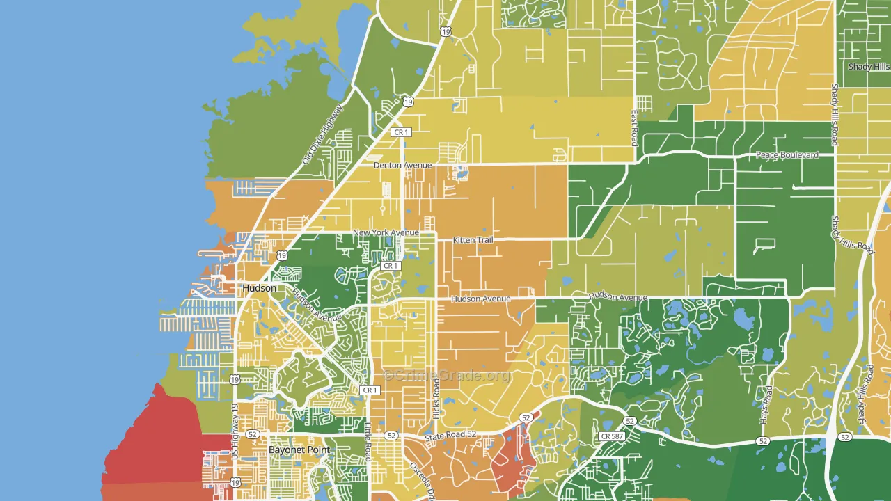 Hudson, FL Map of Assault Rates