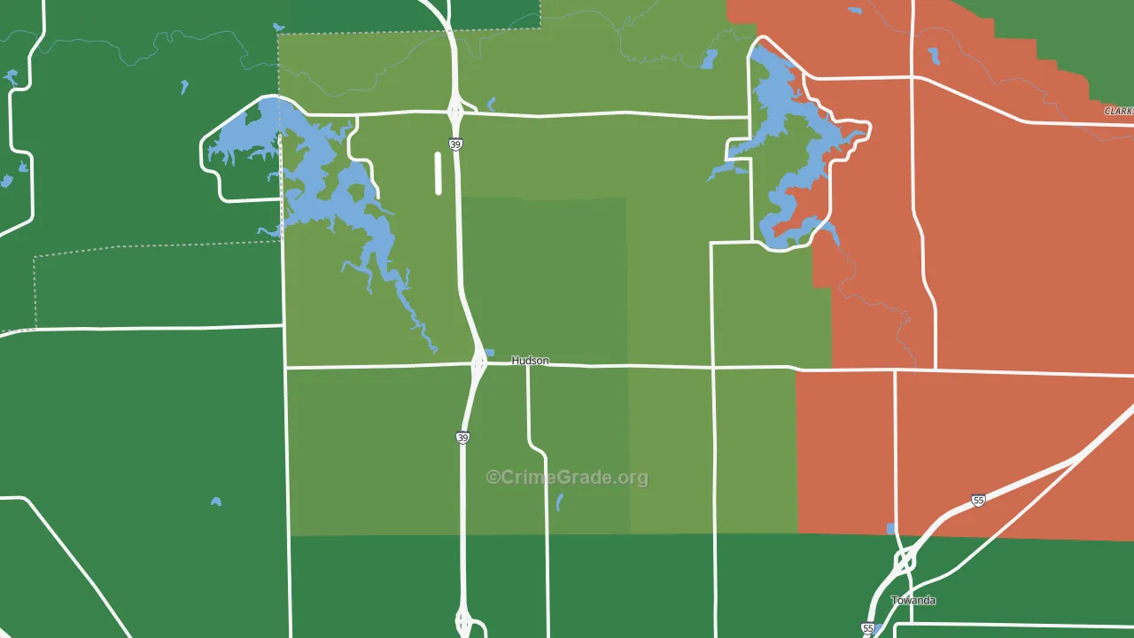 Hudson, IL Map of Assault Rates
