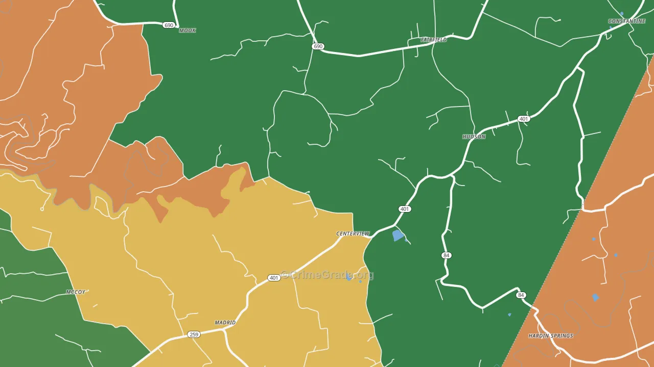 Hudson, KY Map of Assault Rates