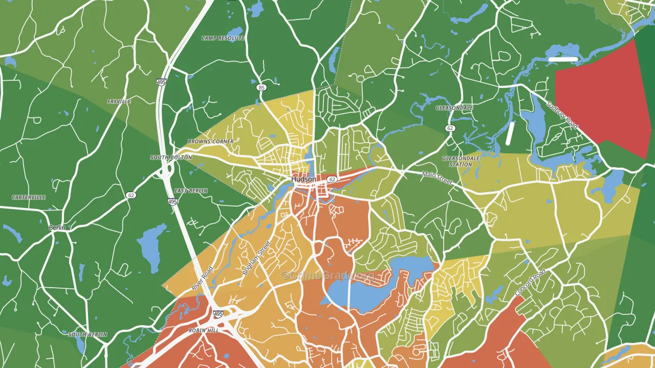 Hudson, MA Map of Assault Rates