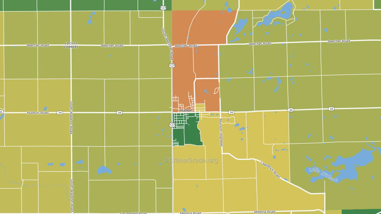 Hudson, MI Map of Assault Rates