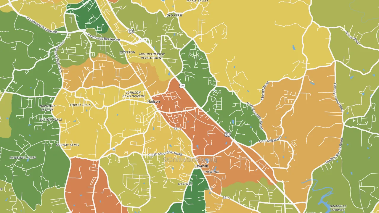 Hudson, NC Map of Assault Rates