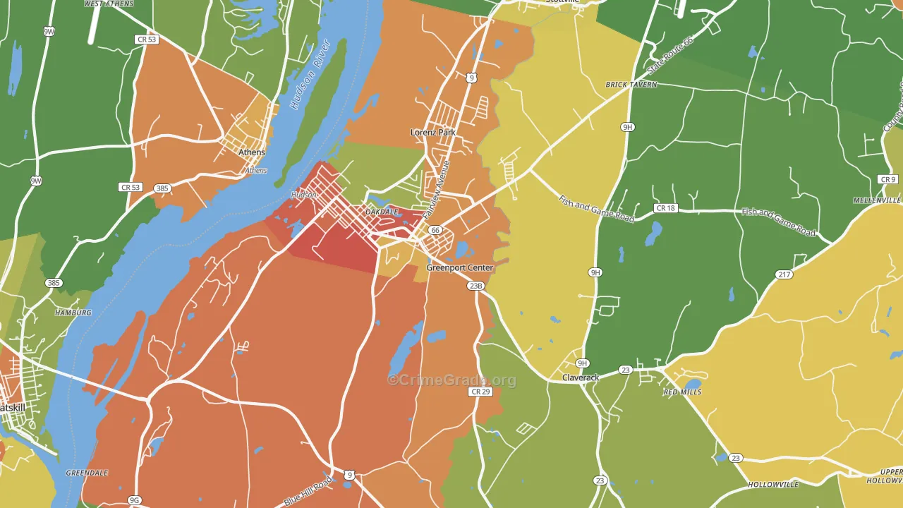 Hudson, NY Map of Assault Rates