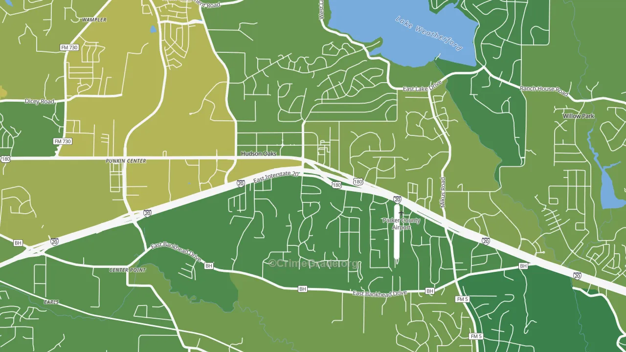 Hudson Oaks, TX Map of Assault Rates