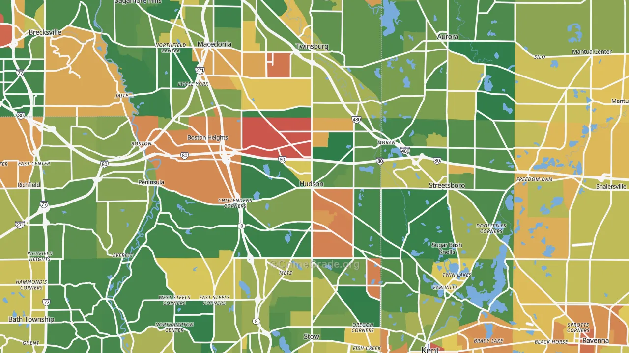 Hudson, OH Map of Assault Rates