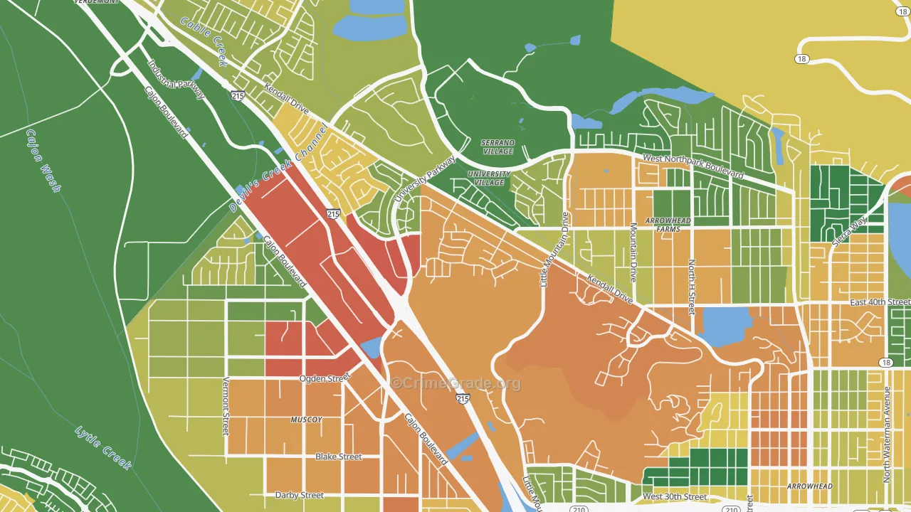 Hudson, San Bernardino, CA Map of Assault Rates