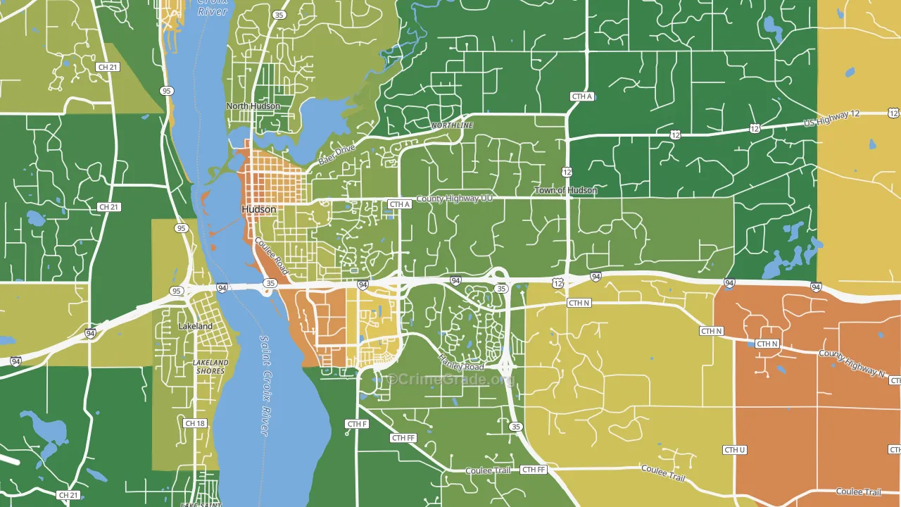 Hudson, WI Map of Assault Rates